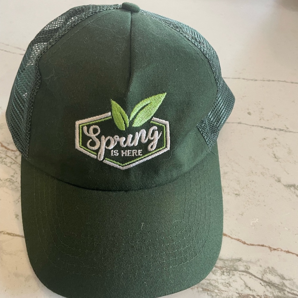 Green Trucker Hat with Spring Logo